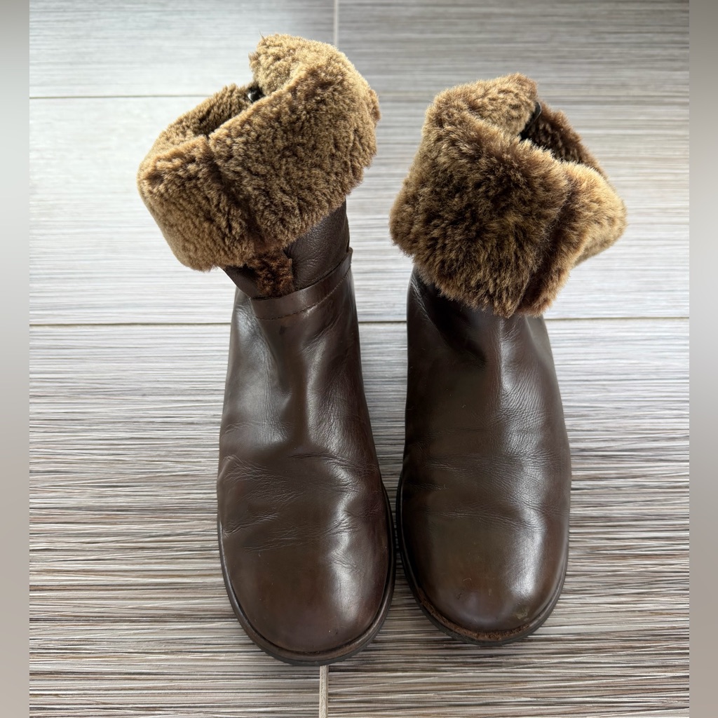 Stuart Weisman, Real Fur Leather And Suede Ankle Boots Size 8.5